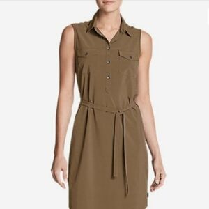 EDDIE BAUER Sleeveless Shirt Dress in Tan/Khaki | Size XL | Travel Essential